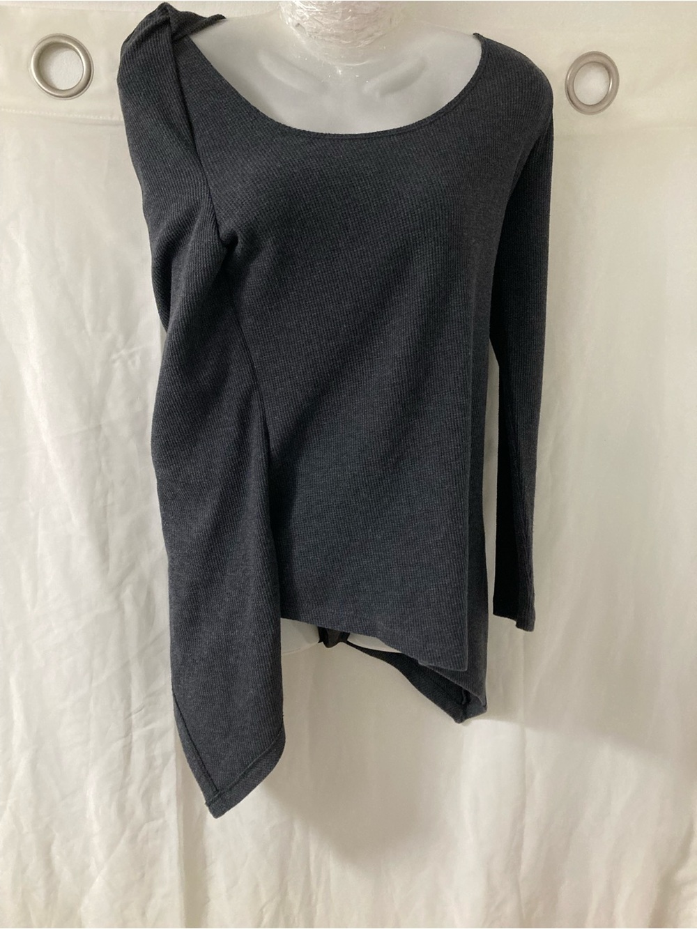 Marc New York Performance Gray Asymmetrical Waffle Knit Long Sleeve Tunic Small